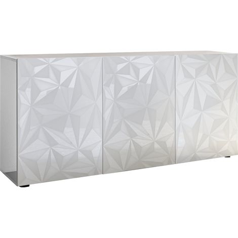 Mobile Buffet 3 Ante 180x42x84 cm in Legno TFT Praga Bianco Lucido (1/4)