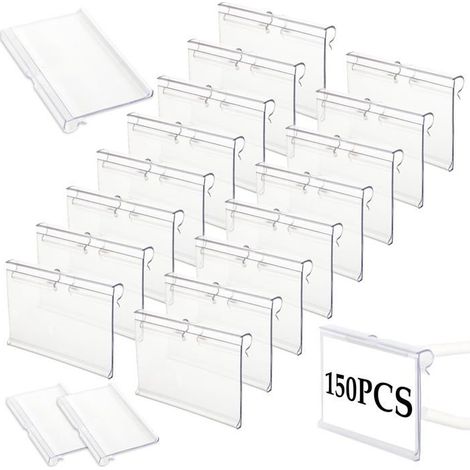 150pcs Porte Étiquettes en Plastique, Support d'Affichage de Prix, Supports d'Étiquettes pour Etagères Magasin Boulangerie (1/5)