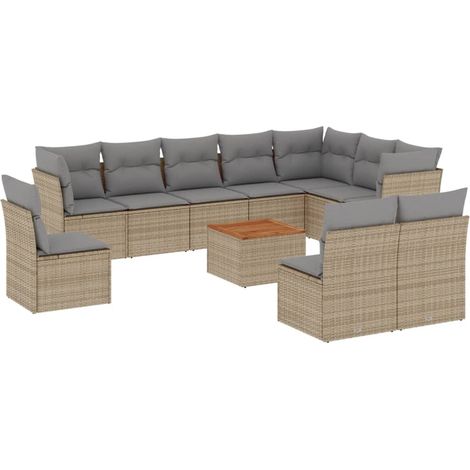 Maison Exclusive - Set de sofás de jardín 11pzas con cojines ratá (1/3)