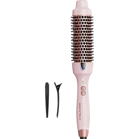 Thermal Brush 38 mm Thermal Brush Ionic Heated Curling Brush for Creating Natural Curls, Double Tension Function for Blown Style Rosa Ionic Heating Brush for Creating Beautiful Blowing, Double Voltag (1/5)