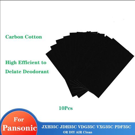 (10 pièces) Filtre en coton à charbon actif de 400 x 217 x 5 mm pour purificateur d'air, compatible avec les modèles JXH35C, JDH35C, VDG35C, VXG35C et PDF35C. (1/4)