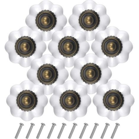 10PCS Bronze Vintage Boutons de Tiroir, 30MM Blanc Tiroir de Porte Poignée, Rond Bouton de Meubles, Boutons de Porte Chambre d'enfant, Poignées de Meuble pour Placard Armoire Cuisine
