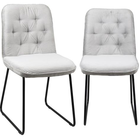 ZELI Lot de 2 chaises vintage - Tissu rayé (rose) (1/5)
