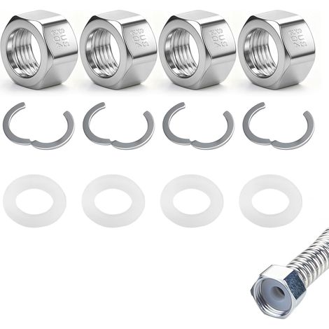 4 Pièces Raccord 3/4" pour Tuyau Ondulé DN20, Kit de Raccordement en Acier Inoxydable, pour Installation Solaire et Sanitaire (1/5)