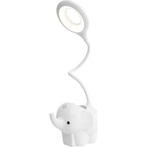 YMYNY Lampe de Bureau, Lampe de Table Led Dimmable lampe d’enfant Dimmable 3 Niveaux de Luminosité Protection des Yeux Contrôle Tactile Sans Fil USB Recharge, Porte Stylo et Support de Téléphone  Blan