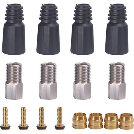 Kit de réparation pour durites de freins à disque hydrauliques de vélo (8 pièces) avec raccords olive, vis et embouts cannelés (1/5)