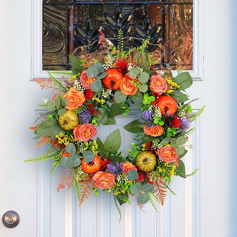 Guirlande Florale - Pour Porte D'Entrée - Décor Intérieur Et Extérieur - 38 Cm De Diamètre - Pour Toutes Saisons - 1 Pièce (1/3)