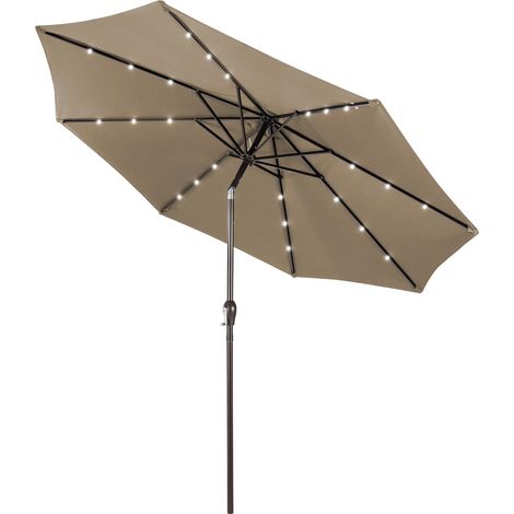 Ombrellone con luci LED da giardino in ferro Ø300cm Parasole da esterno spaggia Marrone