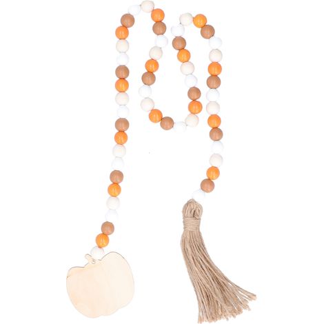 Guirlande de perles en bois avec pompons, ornement rustique en perles de bois pour la décoration intérieure et les fêtes. Pomme (1/5)