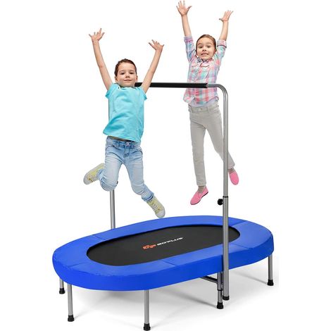 COSTWAY Trampoline de Fitness Double Pliable 153x128cm avec Poignée Réglable sur 5 Positions (1/5)