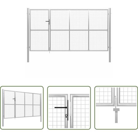 Clôture de jardin - Portillon Acier 350 x 150 cm Argenté (1/5)