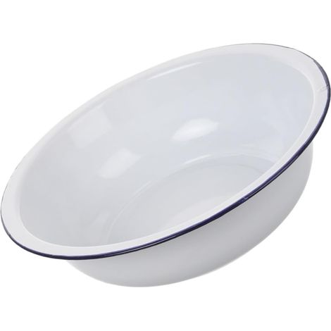 Bol rond en émail blanc, résistant aux hautes températures, 28 cm, style vintage