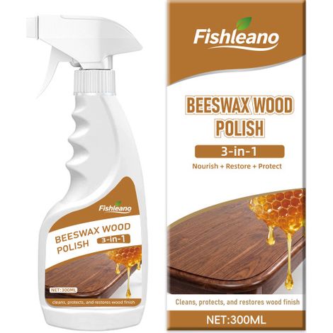 FISHLEANO Bienenwachs-Holzpolitur – Ein Sprühstoß für die sofortige Pflege von Massivholzmöbeln und -böden, kein Schrubben erforderlich, umweltfreundlich. (1/5)