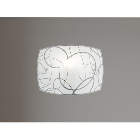 Exklusive LED Wandleuchte DIMMBAR Glasschirm in weiß mit dezentem Dekor, B: 30cm (1/5)