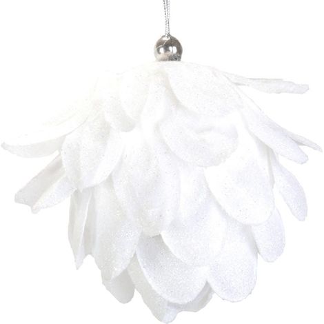 Weißer Styropor-Schneekegel, 10 cm, in PVC-Box – Weihnachtsbaumschmuck (1/2)