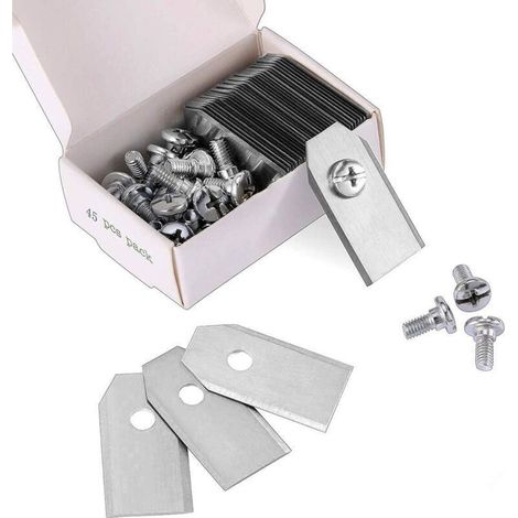 45 x Lames de Couteau en Titane pour Toutes Les Tondeuses Robotiques Husqvarn/Automower/ Yardforce/Gardena(3g-0.75mm) Avec 45 Vis, Lames de Rechange pour Modèles 105,310,315,320,420,4 (1/4)
