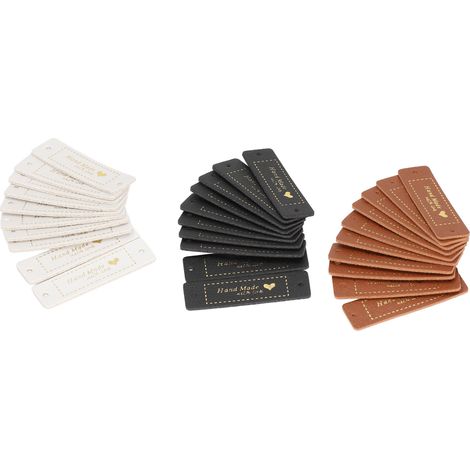 30 Étiquettes artisanales Cuir PU Blanc Noir Marron pour Couture DIY Sacs Vêtements Artisanat (1/5)