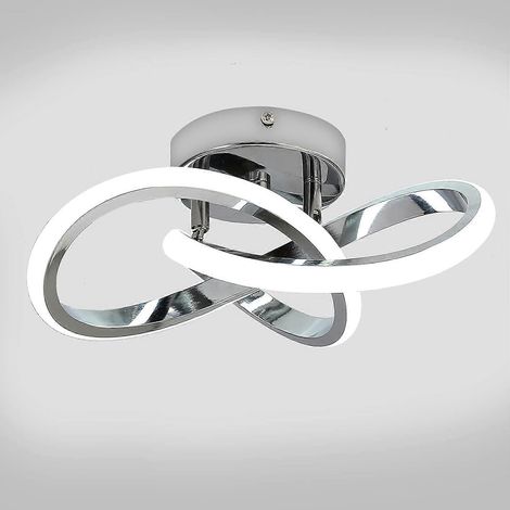 Plafonnier élégant et unique, petit, argenté, à LED, blanc froid, 22 W, idéal pour une entrée ou un couloir. (1/4)