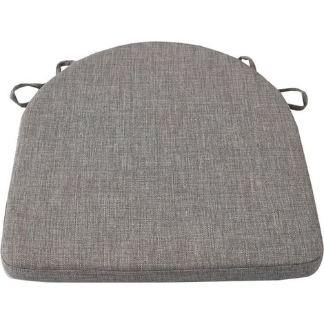 Coussin de chaise de salle à manger avec sangles et fond antidérapant, 42 x 42 x 3,8 cm, gris. (1/4)