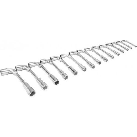 BAHCO - Jeu de clés à pipe contre-coudées doubles, métriques, Dynamic-Drive 12x6pans-15p