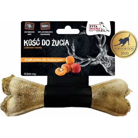 Syta Micha Hueso masticable para perros adultos, sabor ciervo y albaricoque, 13,5 cm