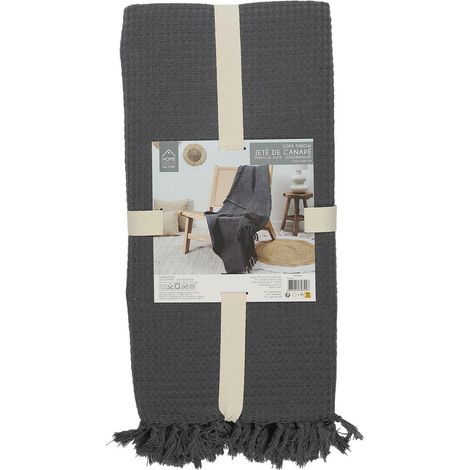 Colcha de 120x150 cm con textura de gofre color grafito. (1/2)