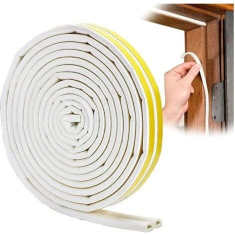 Joint porte, Joint Fenêtre pvc D Profil, Calfeutreur Les Porte et Fenêtres avec Forte Adhérence, Isoler du Bruit et Anti-intempéries, 6 Metres (Blanc) (1/5)