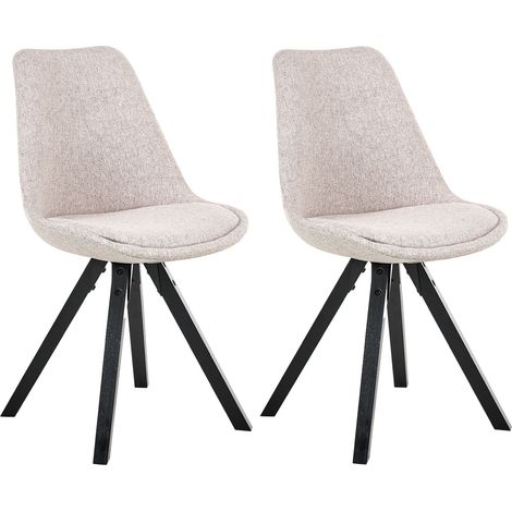 Set of 2 Dining Chairs HEDLEY Fabric Light Brown (1/5)