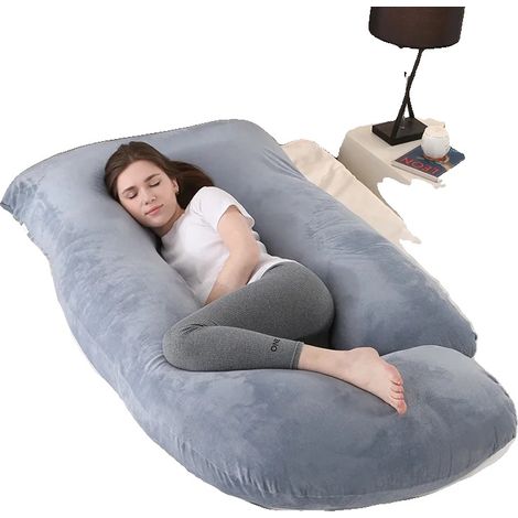 Cuscino per la gravidanza, forma a G, supporto per schiena e pancia, velluto di cristallo, 3,2 kg (1/2)