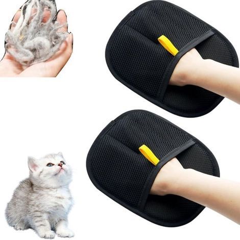 Lot de 2 paires de gants anti-poils statiques pour animaux de compagnie,réutilisables,nettoyants et épilatoires,noirs,23x17 cm (1/5)