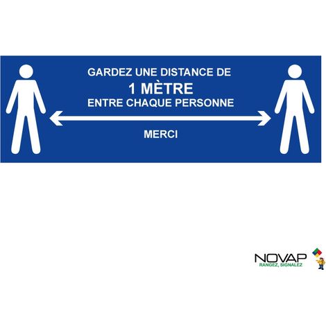 Panneau Distance de sécurité 1m - Bleu - spécial sol - 450x150 mm - 4007366