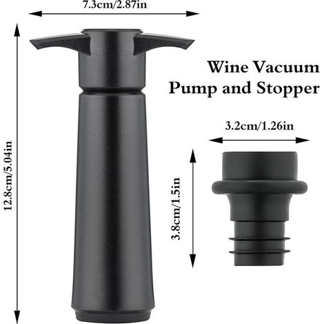 Pompe à Vide Vin avec 4 Bouchons, Bouchon Vin Vide Air, Réutilisable Bouchon Bouteille Vin Garde le Vin Frais, Accessoires Vin, pour le Vin, Noir