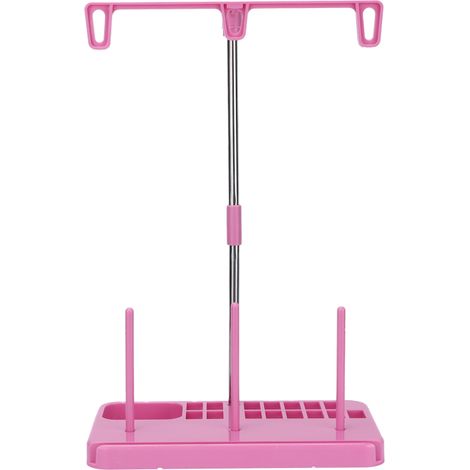 Soporte para tres carretes de hilo, soporte iluminado Wright, herramienta para máquina de coser doméstica, ideal para acolchado y bricolaje (rosa).