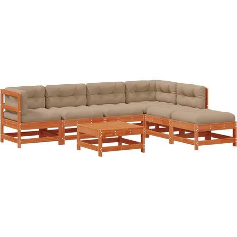 Garden Lounge Set 7 pcs Wax Brown Solid Pine Wood vidaXL (1/5)