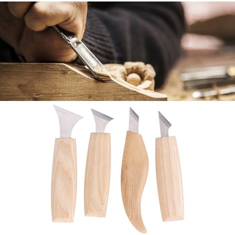 Outil de sculpture à main en acier inoxydable (7 pièces) avec manche en bois (1/5)