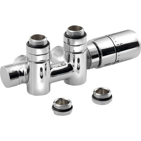 Sapho Twin Combi - Thermostat-Ventilanschlussset, Mittelanschluss, rechts, Abstand 50 mm, Chrom CP5010S