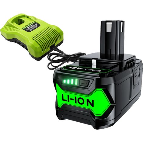 Remplacement de batterie Ryobi 9Ah, compatible avec plusieurs modèles, normes de sécurité certifiées, 9.0 avec chargeur (1/2)