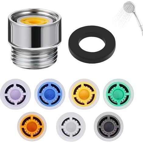 9 Pièces Economiseur d'eau pour Douche, Réducteur Limiteur Débit, D'eau Régulateur de Débit Ensemble avec Adaptateur de Douche et Joint pour Cuisine et Salle de Bain (1/5)