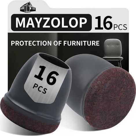 16 Pièces - Embout de Chaise - Protege Pieds de Chaise - Protection Sol Anti-Rayures et Anti-Bruit pour Parquet et Carrelage - Noir - 14-19 mm (1/5)