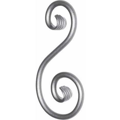 Volute en S finition patte d'oie - Hauteur 230mm Largeur 110mm rond Ø12mm - Fer forgé - À souder - DECO FER FORGE (1/4)