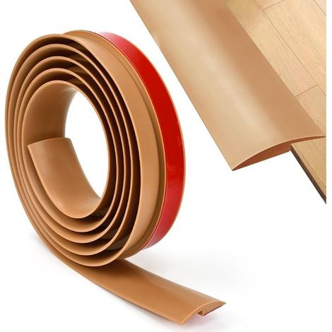 Bande de Bordure Moquette 2m Pvc Profilés de Transition Bande de Transition Tapis Bande de Transition Adhesif Bande de Porte Bande de Bordure en vinyle PVC Auto-adhésive, Brun (1/5)