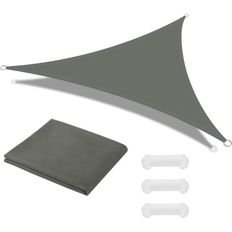 Voile d'ombrage Triangle 3 3 3m, Toile Ombrage avec 3 Corde Libre, Auvent Imperméable UV Protection, Imperméable Toile Ombrages pour Jardin Terrasse Extérieur Patio Piscine Balcon(Gris) (1/5)