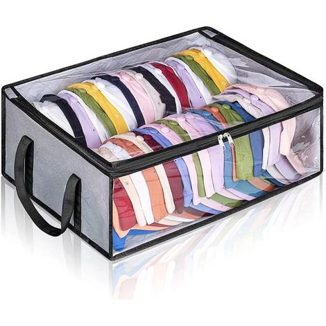Une boîte de rangement pour casquette de baseball, grise, 50,8 x 40,6 x 17 cm, sac fourre-tout, spacieux pour ranger les chapeaux, sac en peluche double couche. (1/5)