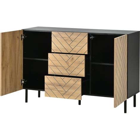 Credenza 120 x 40 x 76 cm in pannello truciolare con 3 cassetti e 2 ante (1/5)