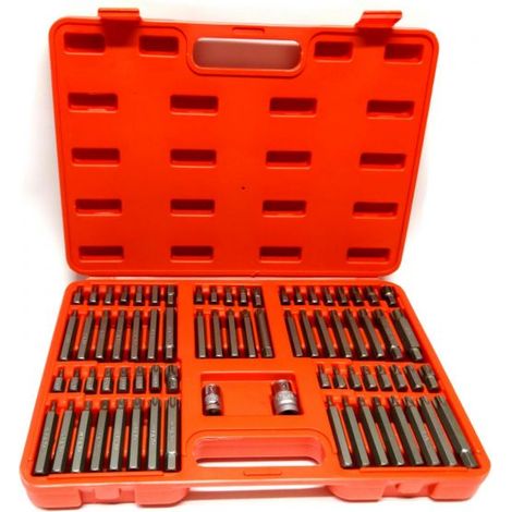 KIT SET INSERTI CHIAVI BUSSOLE CHIAVI TORX HEX 1/2" 3/8" PROFESSIONALE 74 PZ (1/5)