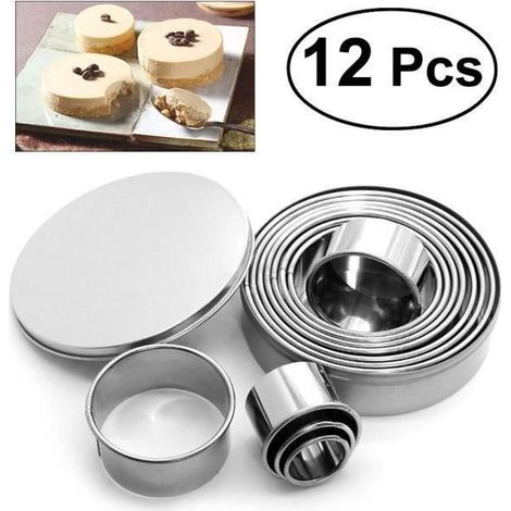 GWHOLE Lot de 12 Emporte-pièces Rond 3-12cm en Acier Inoxydable pour Biscuits, Fondant, Donuts, Pâte, Muffins,gâteaux (1/4)