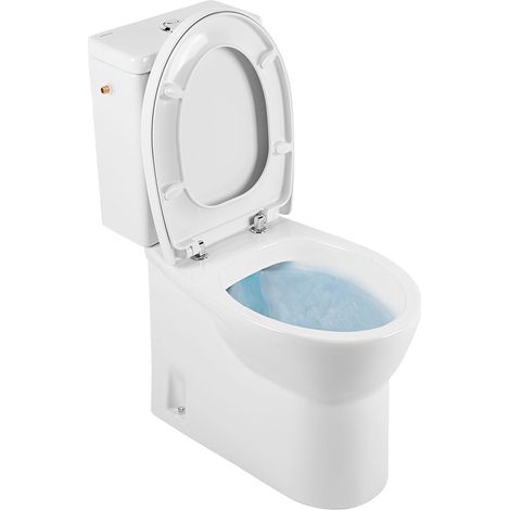 Pack WC Easy au sol rimflush, sortie horizontale sans bride, entrée latérale blanc (Cuvette, Réservoir avec mécanisme 3/6L,Abattant slowclose) - Sanindusa