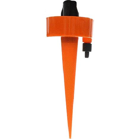Automatisches Tropfbewässerungssystem in Orange für blühende Pflanzen, präzise und sparsam.