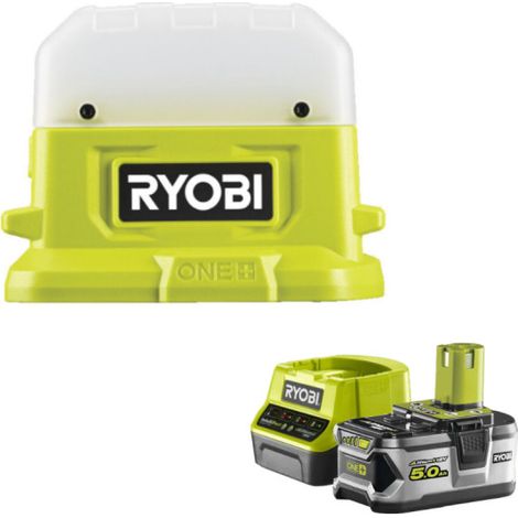 Confezione RYOBI Lanterna LED 18V OnePlus 500 Lumen RLC18-0 - 1 Batteria 5.0Ah - 1 Caricatore rapido RC18120-150 (1/5)