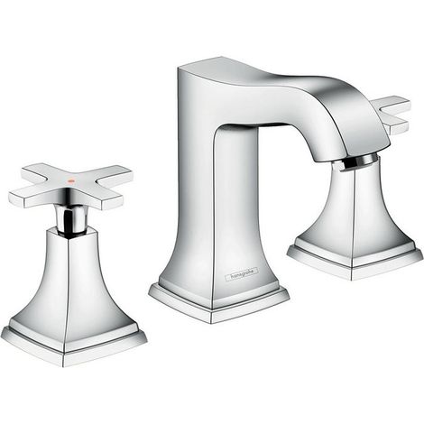 Mélongeur de lavabo 110 3 trou s poignées croisillons, av tirette et vidage chromé